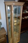 Beech Effect Mirrored Back Corner Display Cabinet