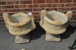 Pair of Reconstituted Limestone Garden Urns