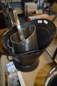Black Coal Bucket and a Stainless Steel Kindling Bucket