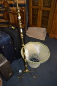 Brass Effect Standard Lamp and Shade