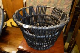 Black Cane and Chrome Log Basket