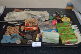Tray Lot of Small Collectables; Soaps, Gloves, Hull Brewery, Toys, etc.