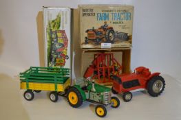 Marx Farm Tractor and a Boxed Tin Plate Tractor