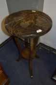 Carved Walnut Plant Stand