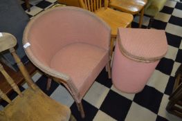 Pink Wicker Armchair and Linen Basket