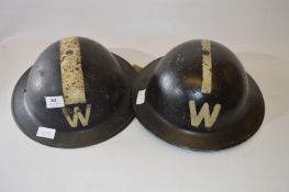 Two WWII Air Raid Wardens Helmets