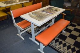1970s Bench Table Set with Orange Seats