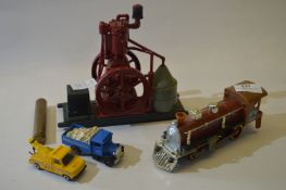 Ertl Steam Engine, Model Train and Two Diecast Vehicles