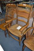 Walnut Framed 1930 Cotswold Barback Armchair with Seagrass Seating