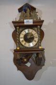 Pendulum Wall Clock with Brass Decoration