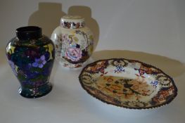 Masons Brocade Ginger Jar, Blue Derby Dish and a Vase