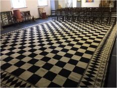 Large Checkerboard Patterned Masonic Rug 36'x18'