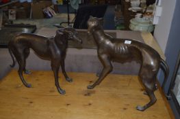 Pair of Cast Metal Bronze Effect Greyhounds