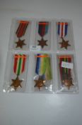 Six WWII Stars Medals