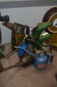 Collection of Vintage Oil Cans Including Castrol and Braime