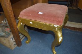 Gilt Painted Stool with Pink Dralon Dropping Seat