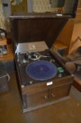 HMV Oak Cased Wind Up Tabletop Gramophone