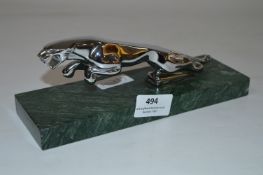 Jaguar Car Mascot on Green Marble Base