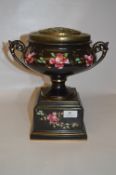 Pink Rose Decorated Black Flower Vase