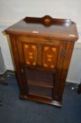 Edwardian Burr Walnut Inlaid Music Cabinet