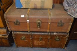 Two Wood Bound Travelling Trunks