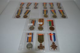 Seventeen Assorted WWI Medals; Mercantile and Marine, French War Medal, Six Victory Medals, etc.