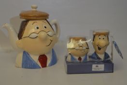 Tetleys Tea Folk Teapot and Egg Cups