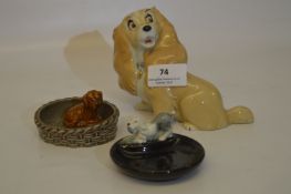 Wade Lady & The Tramp Figure and Two Wade Whimsey Ashtrays