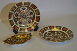 Royal Crown Derby Imari Pattern; Two Dishes and a Pin Dish