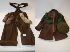 WWII Child's Evacuee Outfit; Jacket, Trousers, Hat, Socks and Shoes