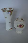 Royal Albert Country Roses Vase and Jar with Lid