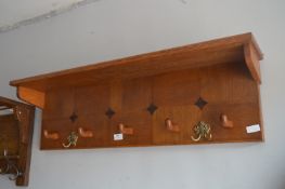 Oak Inlaid Wall Mounted Hat and Coat Shelf