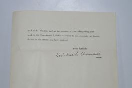 Winston Churchill Signed Letter 1919
