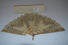 Ivory and Mother of Pearl Fan with Gilt Sequin Decoration