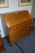Georgian Oak Bureau with Four Drawers, Brass Handles and Fitted Interior