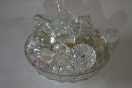 Glass Bowl Containing an Assortment of Glass Decanter Stoppers