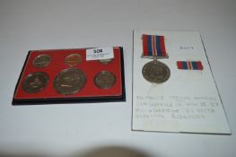 WWII Defence Medal and Mint USA Coins