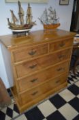 Victorian Ash Two over Three Chest of Drawers with Ebony Painted Lining and Brass Handles