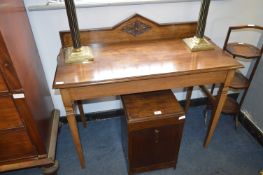 Oak Hall Table with Carved Panel Back