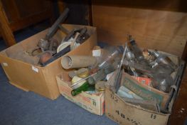 Three Boxes Containing a Large Quantity of Chemists Equipment; Bottles, Pestles, etc.