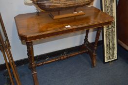 Walnut Side Table with Turned Wood Stretcher and Legs