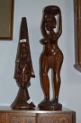 Two African Carved Wood Figurines 