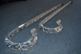 Two Blown Glass Walking Sticks