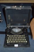 Cased Black Metal Typewriter
