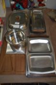 Danish Stainless Steel and Teak Serving Trays