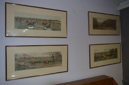 Set of Four Framed Coloured Hunting Engravings