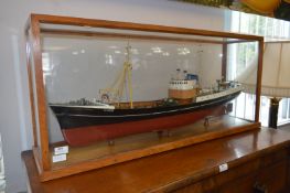 Trawler Model in Glazed Display Case 