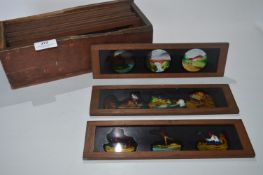 Eleven Framed Hand Coloured Glass Lantern Slides