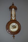 Walnut Case Carved Banjo Barometer