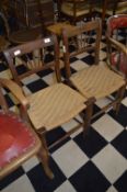 Pair of Stickback Dining Chairs with Ropework Seats